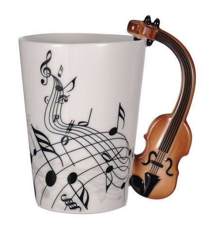 Ceramic Cup Music Note Guitar Instrument Coffee Tea Mug - Please select any cup per order