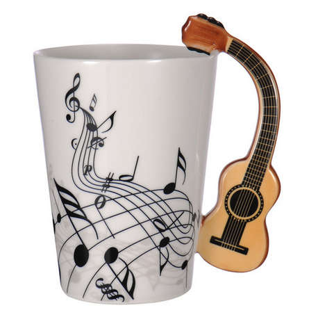 Ceramic Cup Music Note Guitar Instrument Coffee Tea Mug - Please select any cup per order