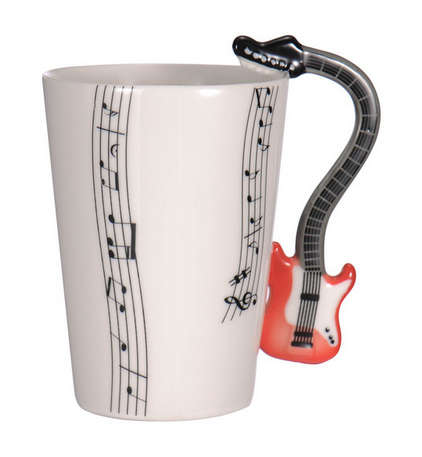 Ceramic Cup Music Note Guitar Instrument Coffee Tea Mug - Please select any cup per order