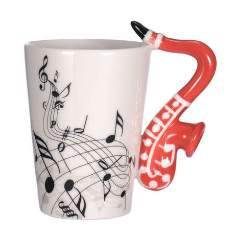 Ceramic Cup Music Note Guitar Instrument Coffee Tea Mug - Please select any cup per order