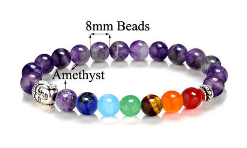 Buddha Amethyst Chakra Bracelet for Men and Women - Natural Stone