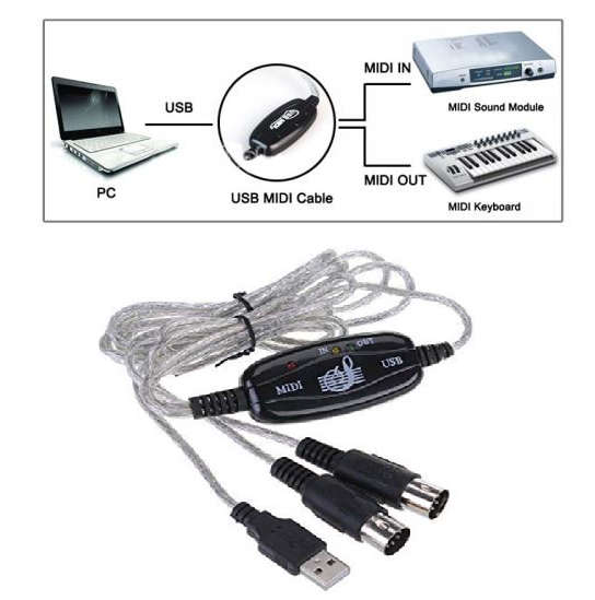 USB to MIDI Cable Converter PC to Music Keyboard