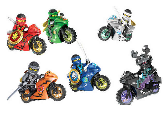 Ninjago Minifigure set of 6 Figurines on Motobikes - Ninja Loyd Garmadon