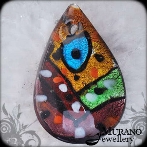 MURANO Lampwork Glass PENDANT & Free Gift Necklace