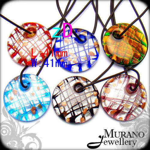 EXQUISITE ***RED CIRCLE*** MURANO Charm PENDANT & Gift Necklace