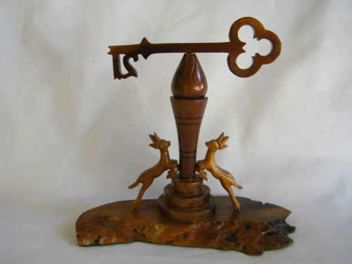 Wooden 21st statue with springboks - as per photo