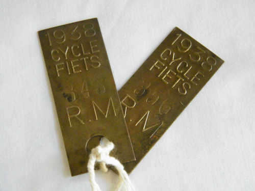 1938 Cycle Brass tags R.M. 343 & 3456 - as per photo