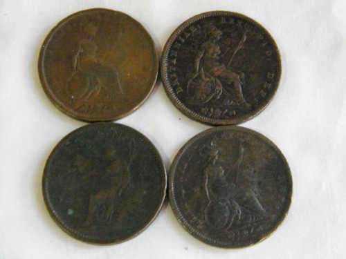 Lot of 4 old British pennies - early 1800's - On sale was R90