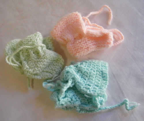 3 Pairs of Knitted Baby Doll shoes - as per photo