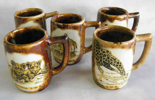 Lot of 5 Etosha SWA small beer glasses - as per photo