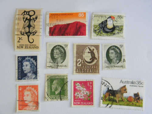 Lot of 11 Australia & New Zealand stamps - @ R1 start - as per photo