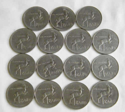 Lot of 15 Old SA R1 coins - as per photo