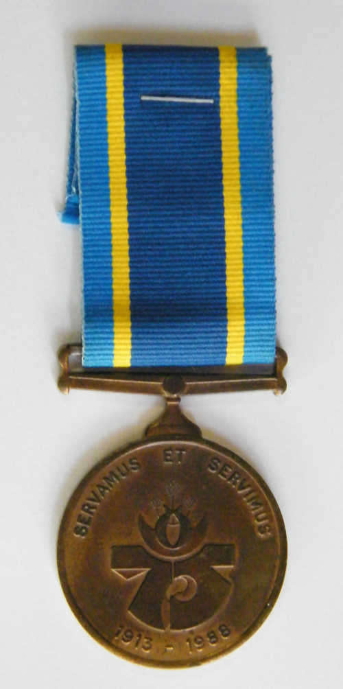 SA Police 75 year Medal to JE Hamber - as per photo