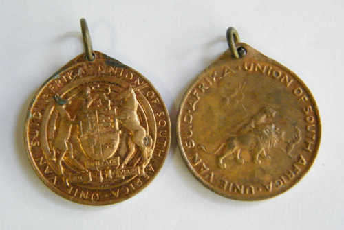 Pair of Union of South Africa medallions - as per photo