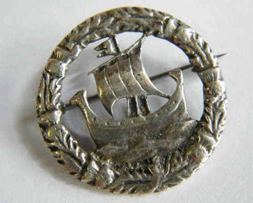 Hallmark Silver Ship Brooch - as per photo