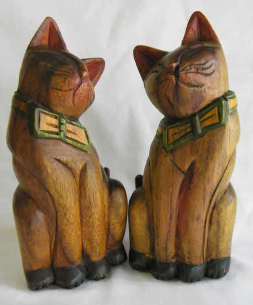 Wooden Cat carvings - 25cm - as per photo