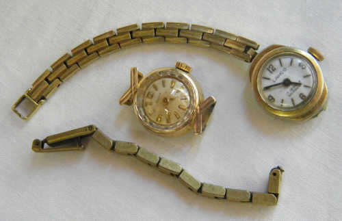 Pair of vintage ladies watches sold for parts - as per photo