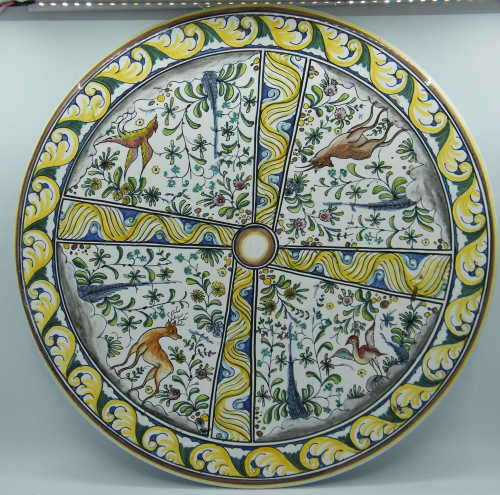 Berardos hand painted 11 Lamas Portugal large wall plate - 44 x 44cm - chipped - as per photo