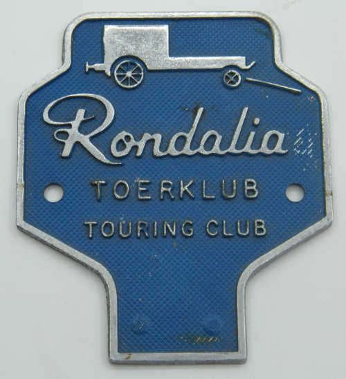 Vintage RONDALIA Touring Club/TOERKLUB car badge - as per photo