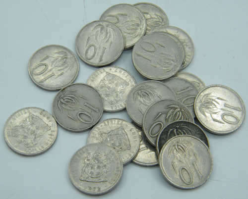 Lot of 20 Old SA 10 cent coins - as per photo