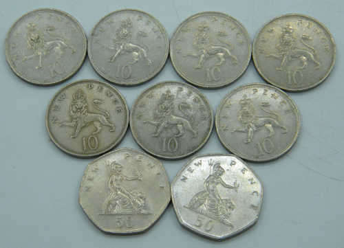 Lot of 9 British Coins - as per photo