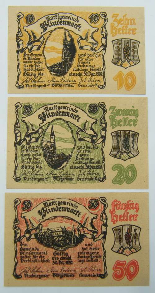 Lot of 3 German Notgeld Notes - as per photo
