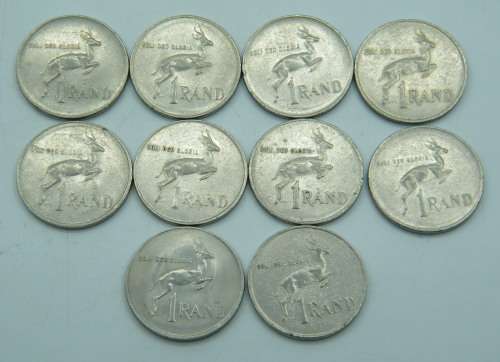 Lot f 12 Old SA R1 Coins - as per photo