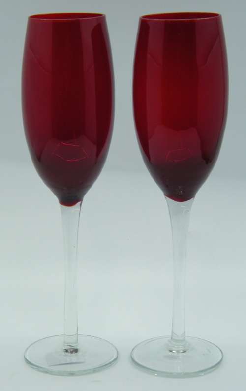 Pair of red Champaign  Glasses - as per photo