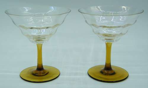 Pair of Vintage Cocktail Glass with yellow stems - as per photo