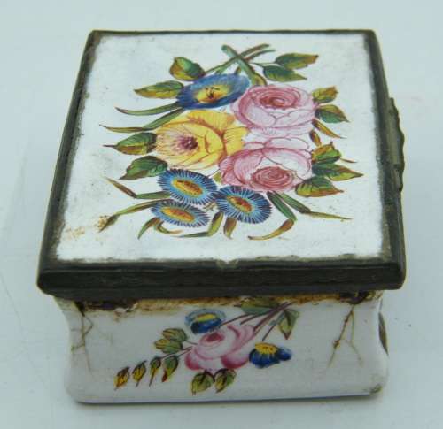 Antique French enamelled trinket box - as per photo