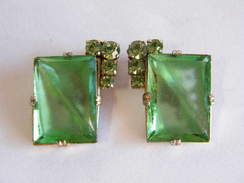 Pair of Green clip on earrings - as per photo