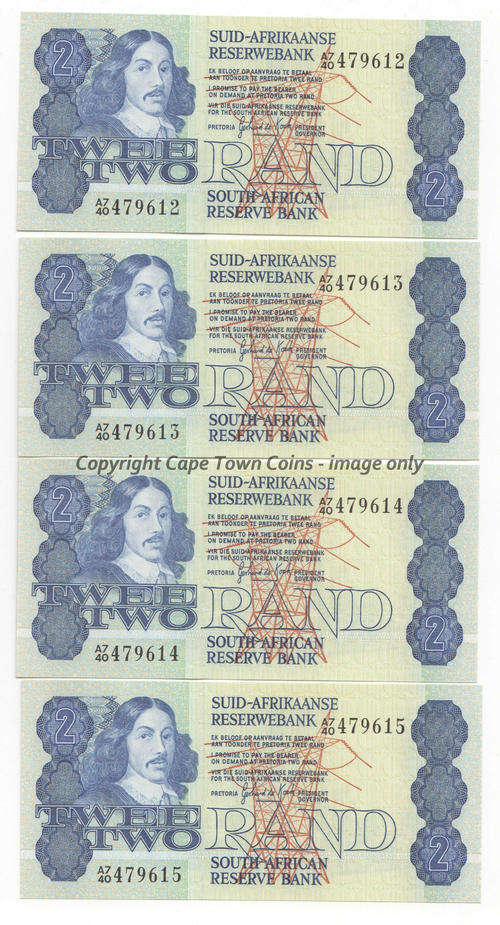 SA GPC de Kock Lot of 8 x R2 notes with consecutive numbers - as per scan