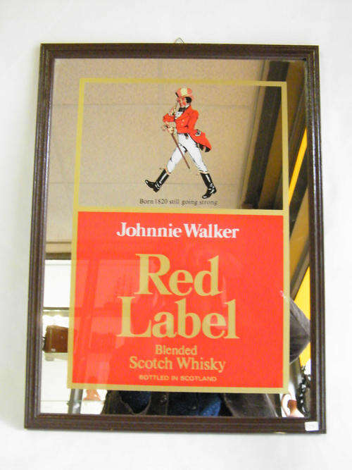 Vintage Johnnie Walker Red Label bar mirror - as per photo