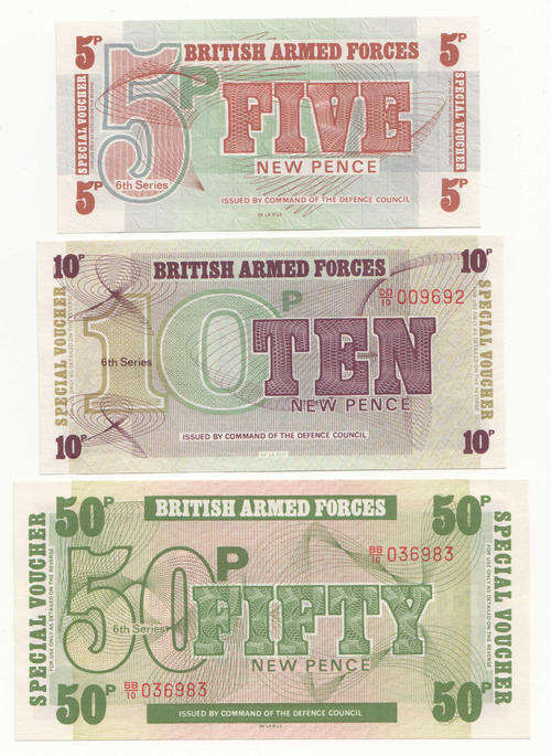 Lot of 3 British Armed forces notes - as per photo