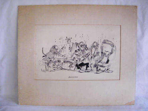 T.O Honiball pen sketch of Boere Orkes ( Addonshulle) - as per photo