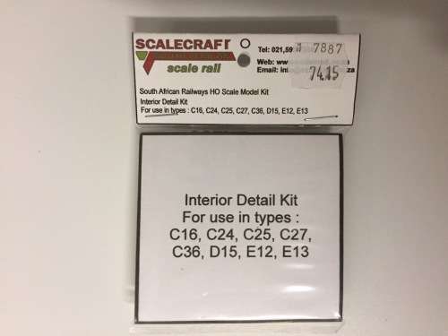 HO SAR SAS Passenger Coach interior kit  - (scalecraft)