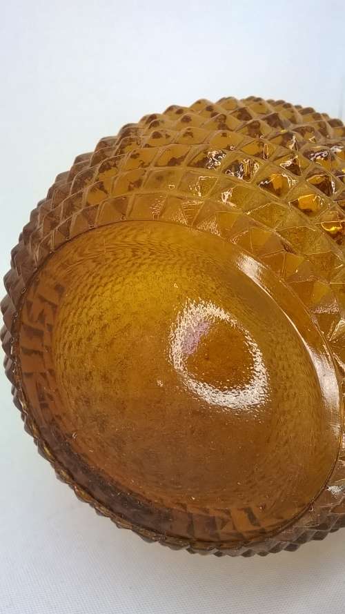Amber Diamond Hobnail Art Glass Genie Bottle Decanter