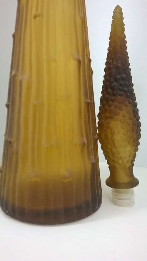 Amber Icicle Art Glass Genie Bottle Decanter