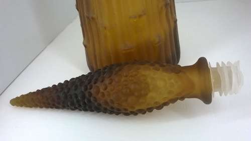 Amber Icicle Art Glass Genie Bottle Decanter