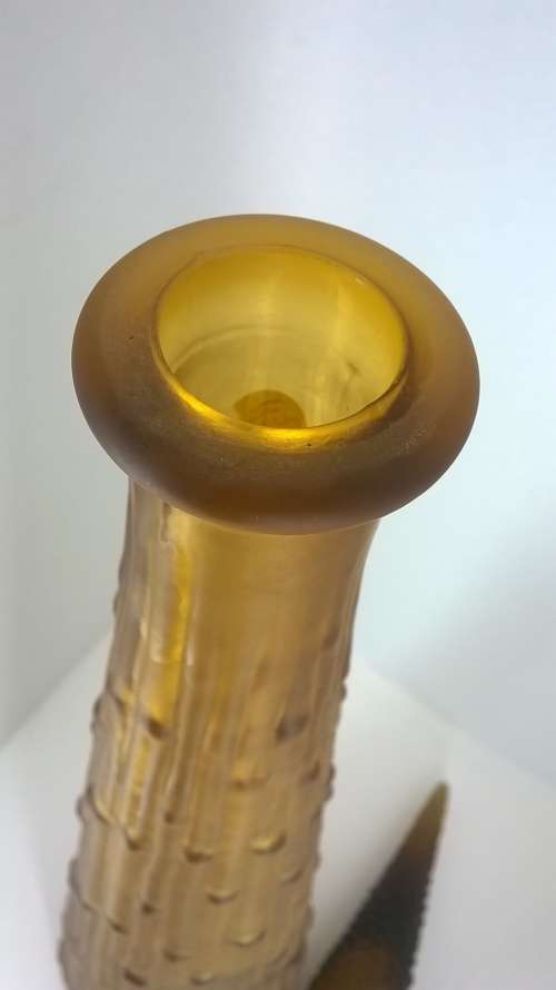 Amber Icicle Art Glass Genie Bottle Decanter