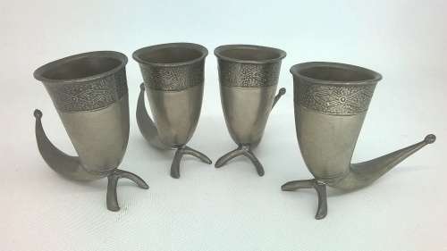 Vintage Handstopt TPB TINN Pewter 12cm Viking Horn Shot Cup