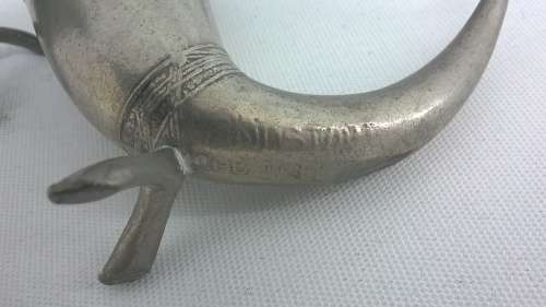 Vintage Handstopt TPB TINN Pewter 12cm Viking Horn Shot Cup