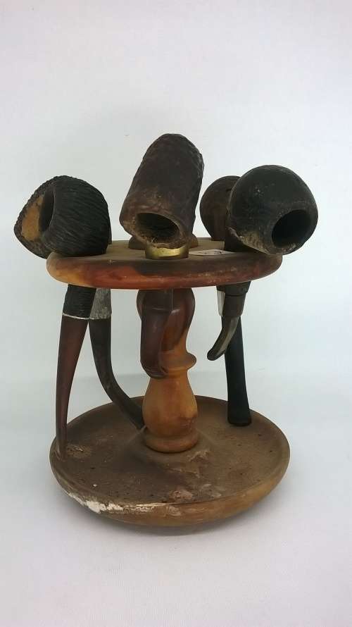 Vintage Smoking Pipe Rack with Pipes