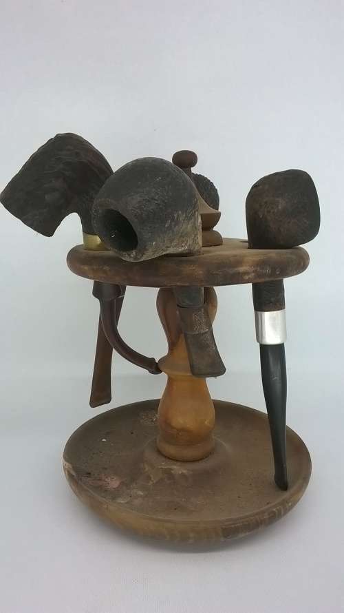 Vintage Smoking Pipe Rack with Pipes