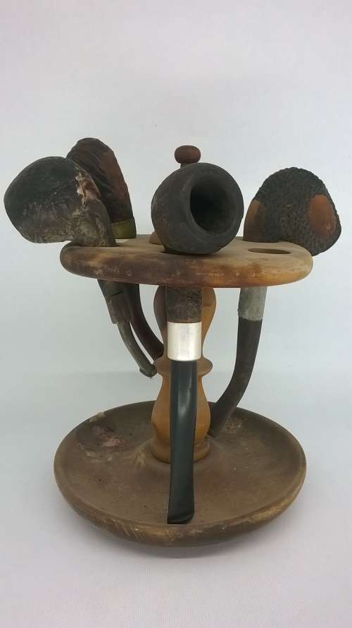 Vintage Smoking Pipe Rack with Pipes