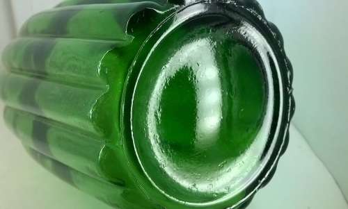 Green Grooved Art Glass Genie Bottle Decanter
