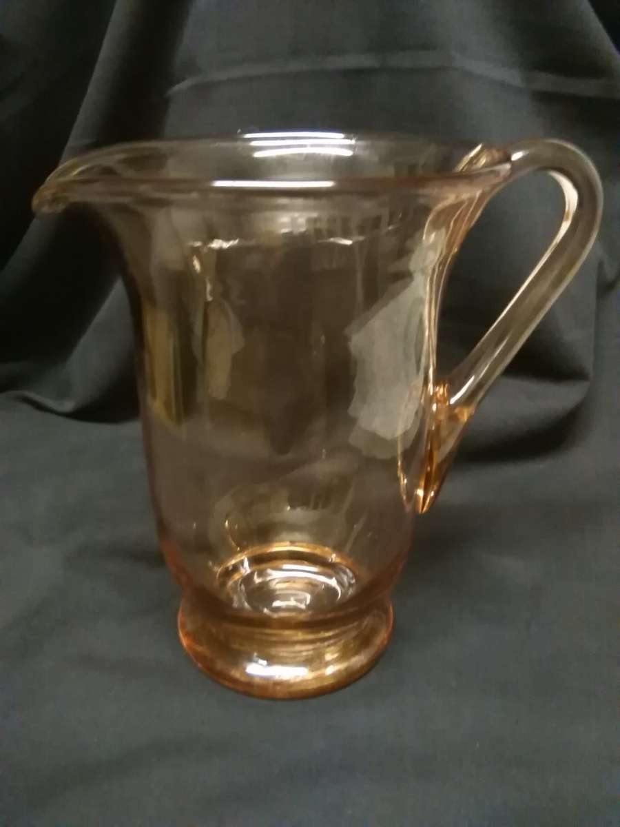 Retro pinkish  blown glass pitcher/jug great condition