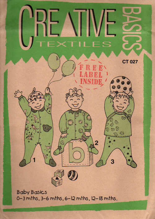 Sewing pattern Creative textile CT027 Baby Basics Babygro, Pants, sweater top Size 0- 18 Months