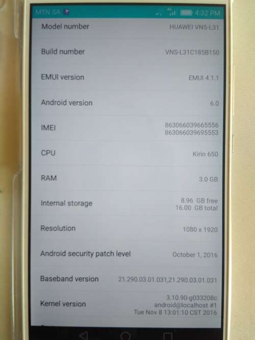 HUAWEI P9 LITE,WHITE,DUAL SIM, ###3GB###RAM,16GB CAPACITY,CHARGER AND USB CABLE