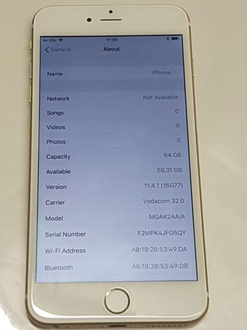 iPhone 6 PLUS 64GB, 10/10,GOLD/WHITE,CHARGER,USB CABLE,EARPHONES,LOCAL